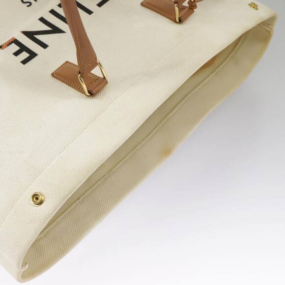 CELINE Horizontalkava Tote Bag Canvas White Gold - Picture 6 of 13